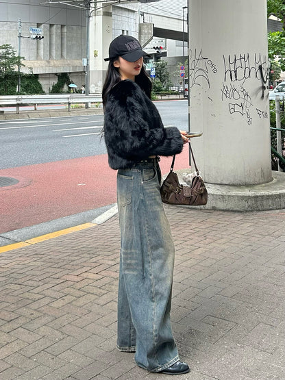 ヴィンテージブラウンウォッシュデニムパンツ