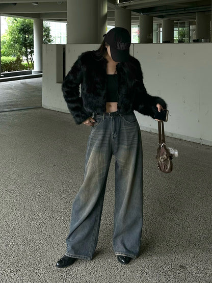 ヴィンテージブラウンウォッシュデニムパンツ