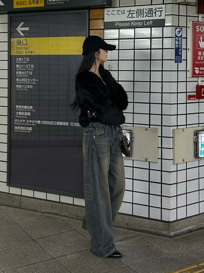 ヴィンテージブラウンウォッシュデニムパンツ