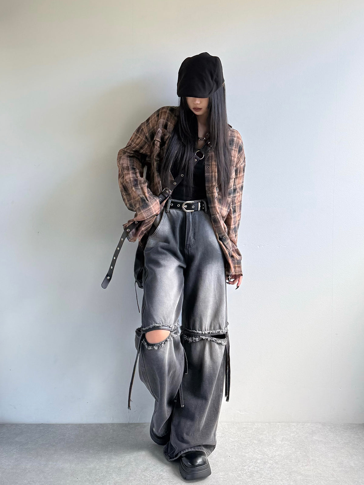 Oversized Brown Check Shirt