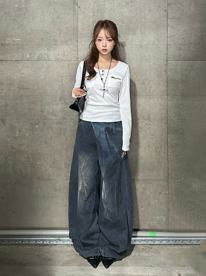 ヘンリーネックポケットリブカットソー