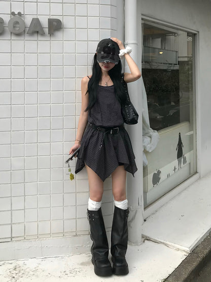 アシメヘムチェックチュニック