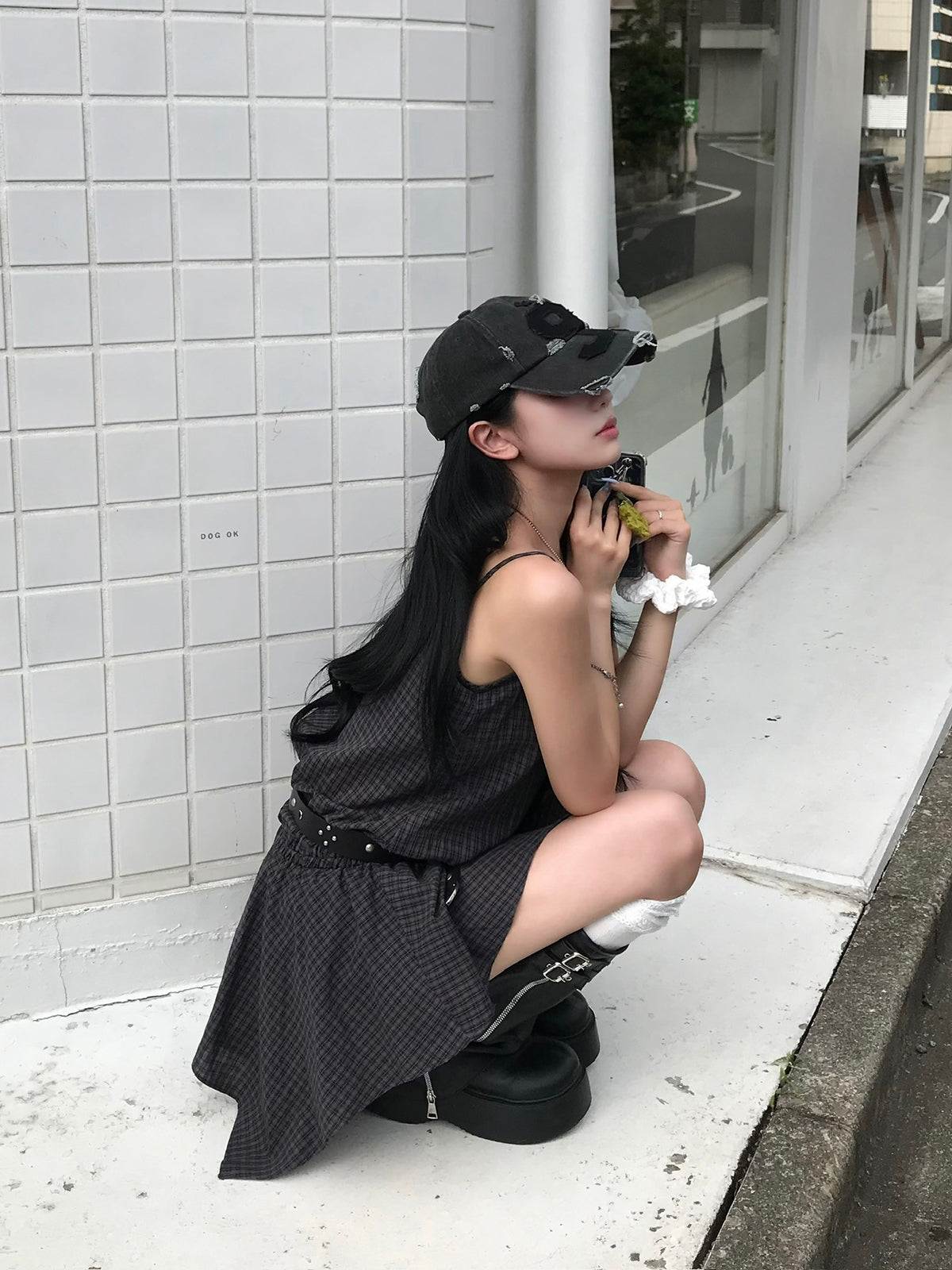 アシメヘムチェックチュニック