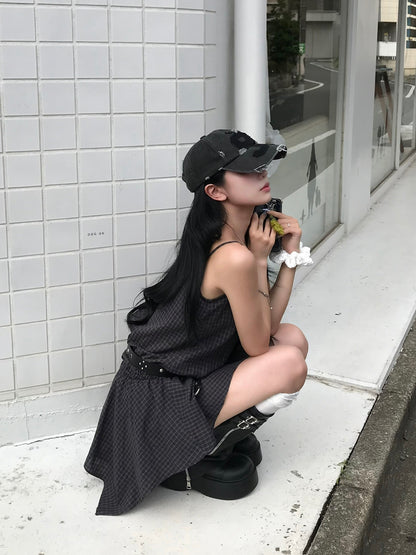 アシメヘムチェックチュニック