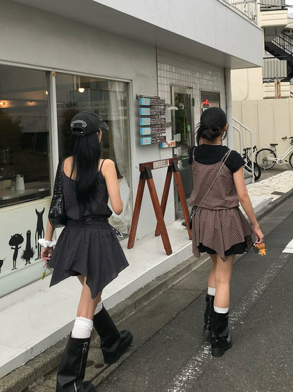 アシメヘムチェックチュニック