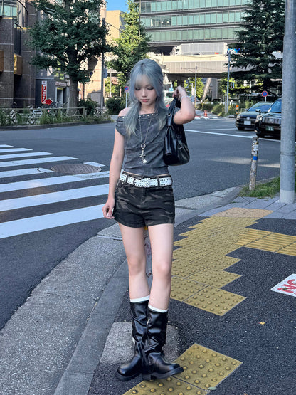 スタッズオフショルタイダイカットソー