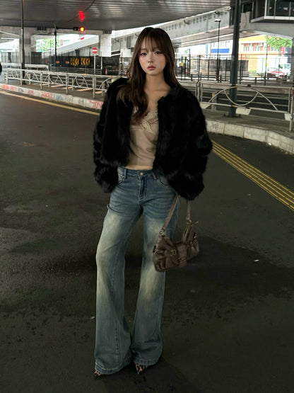 ノーカラーファーライクコート