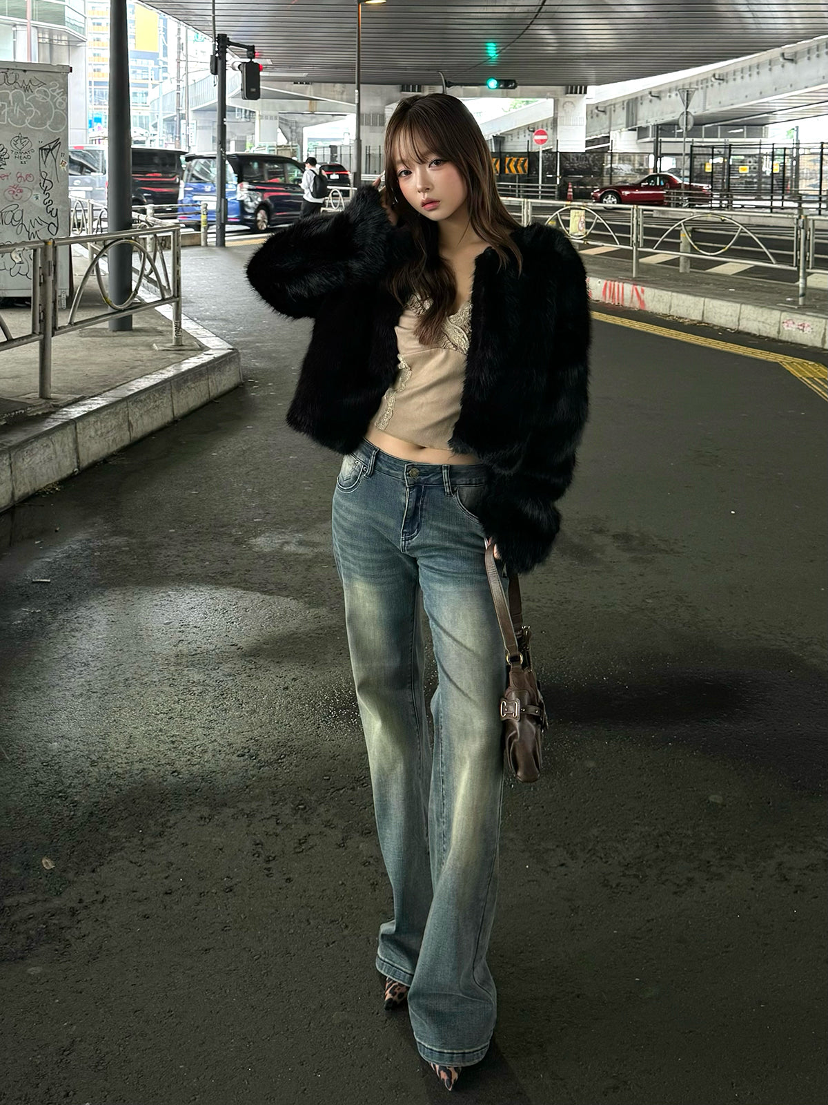 ウォッシングセミフレアデニムパンツ