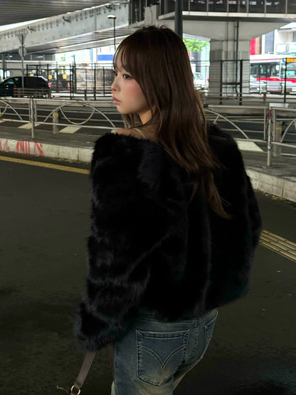 ノーカラーファーライクコート