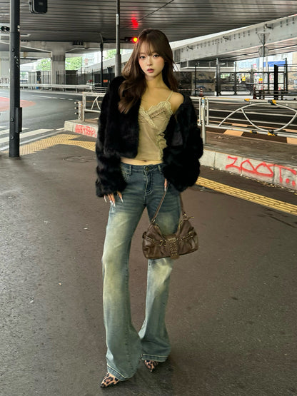 ウォッシングセミフレアデニムパンツ