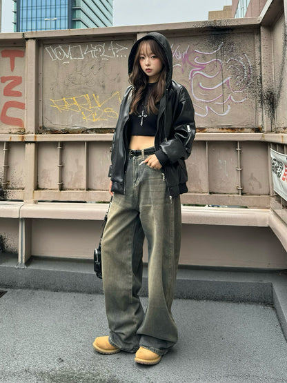 ヴィンテージブラウンウォッシュデニムパンツ