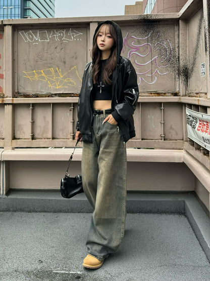 ヴィンテージブラウンウォッシュデニムパンツ