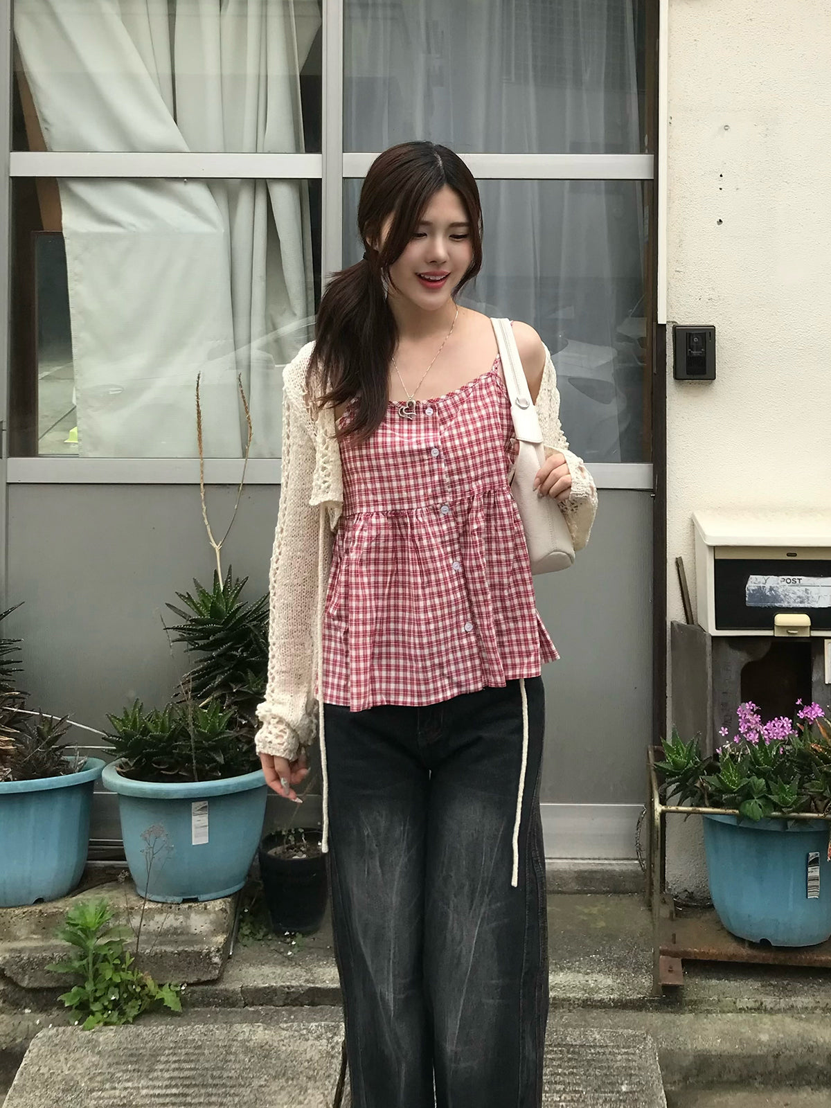 サイドステッチストレートデニムパンツ