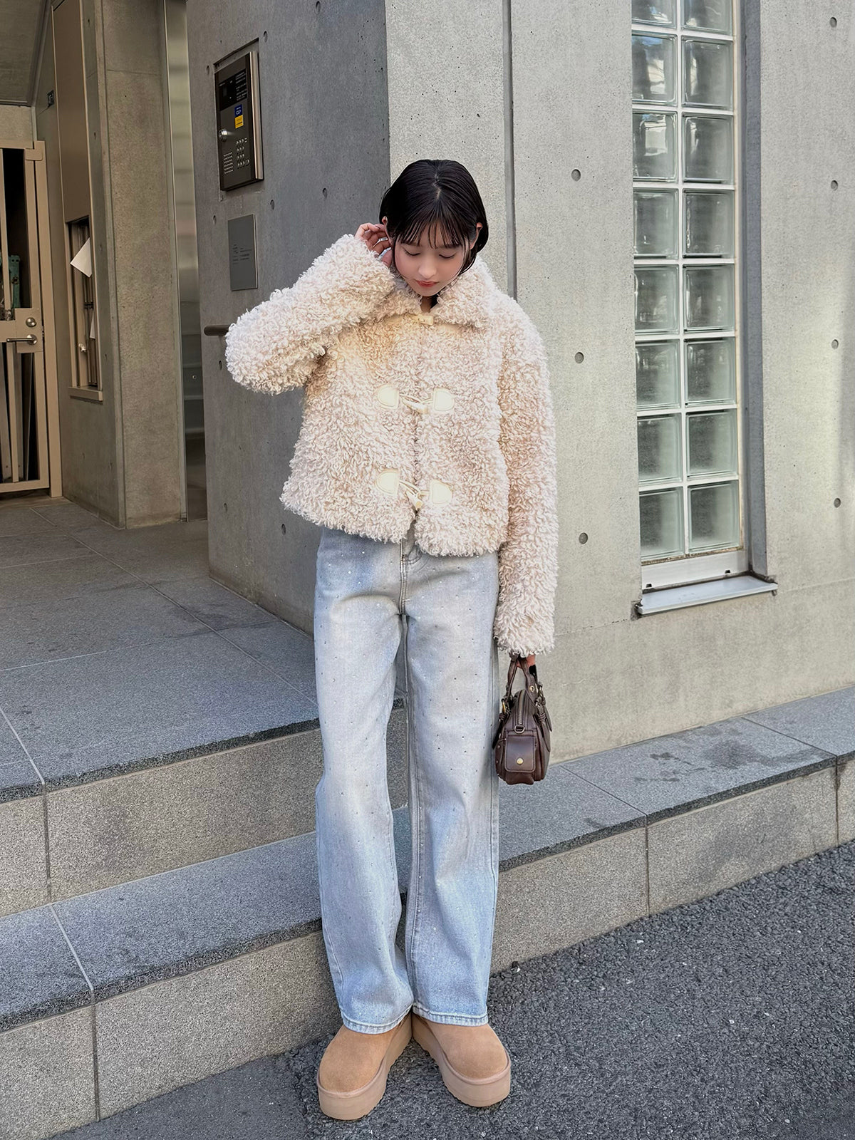 ラインストーンストレートデニムパンツ