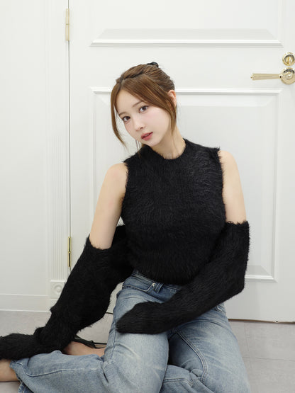 シャギーニットボレロセット