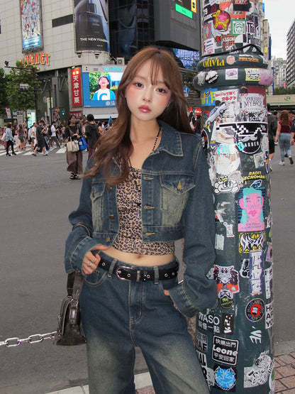 Cropped jacket denim set