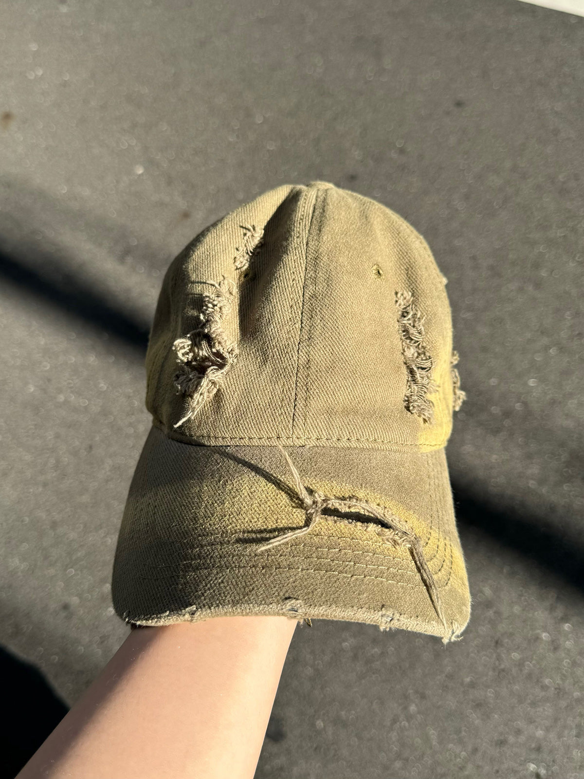 Vintage-like distressed cap