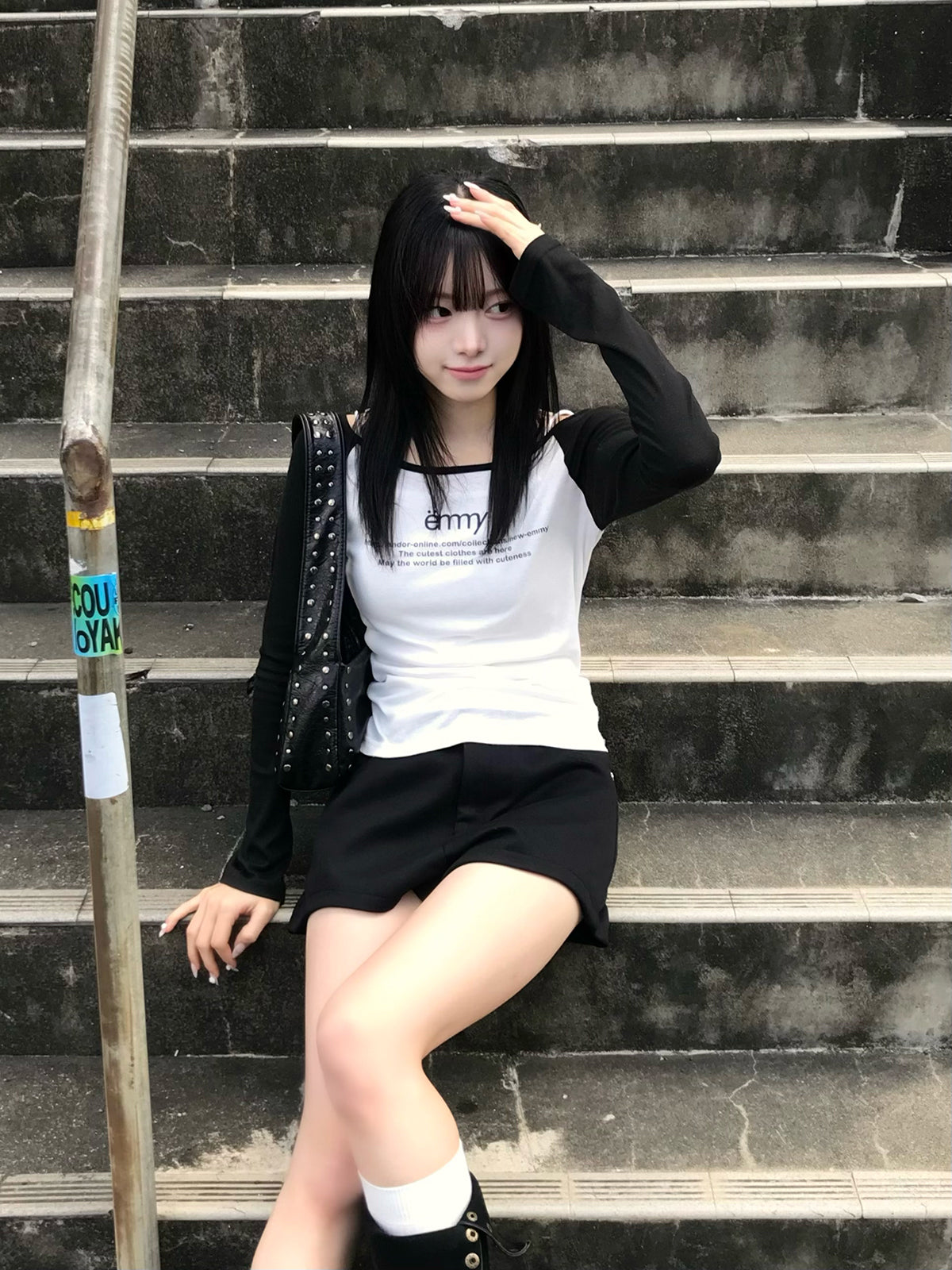 ハイウエストダブルボタンショートパンツ