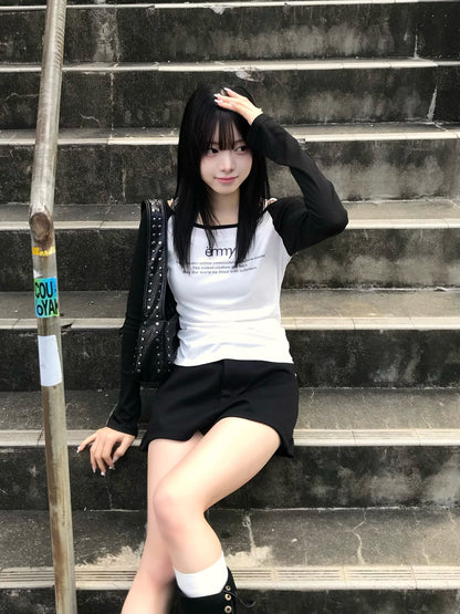 ハイウエストダブルボタンショートパンツ