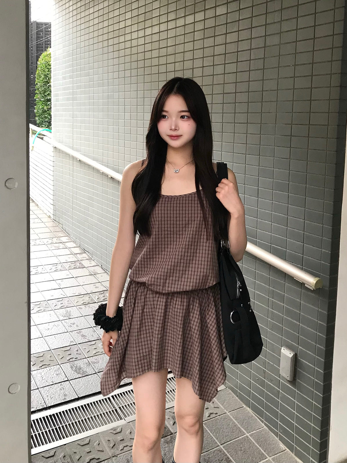 アシメヘムチェックチュニック