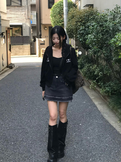 フリンジデニムミニスカート