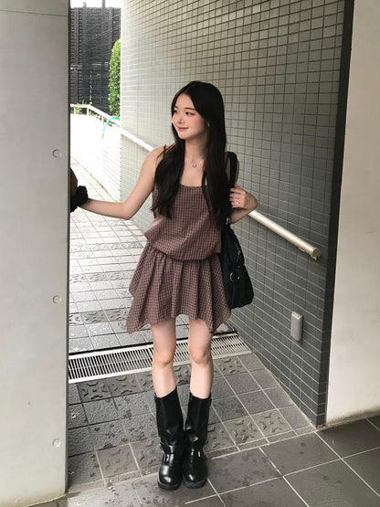 アシメヘムチェックチュニック