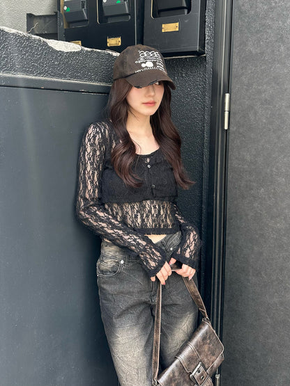 レースキャミカーディガンセット