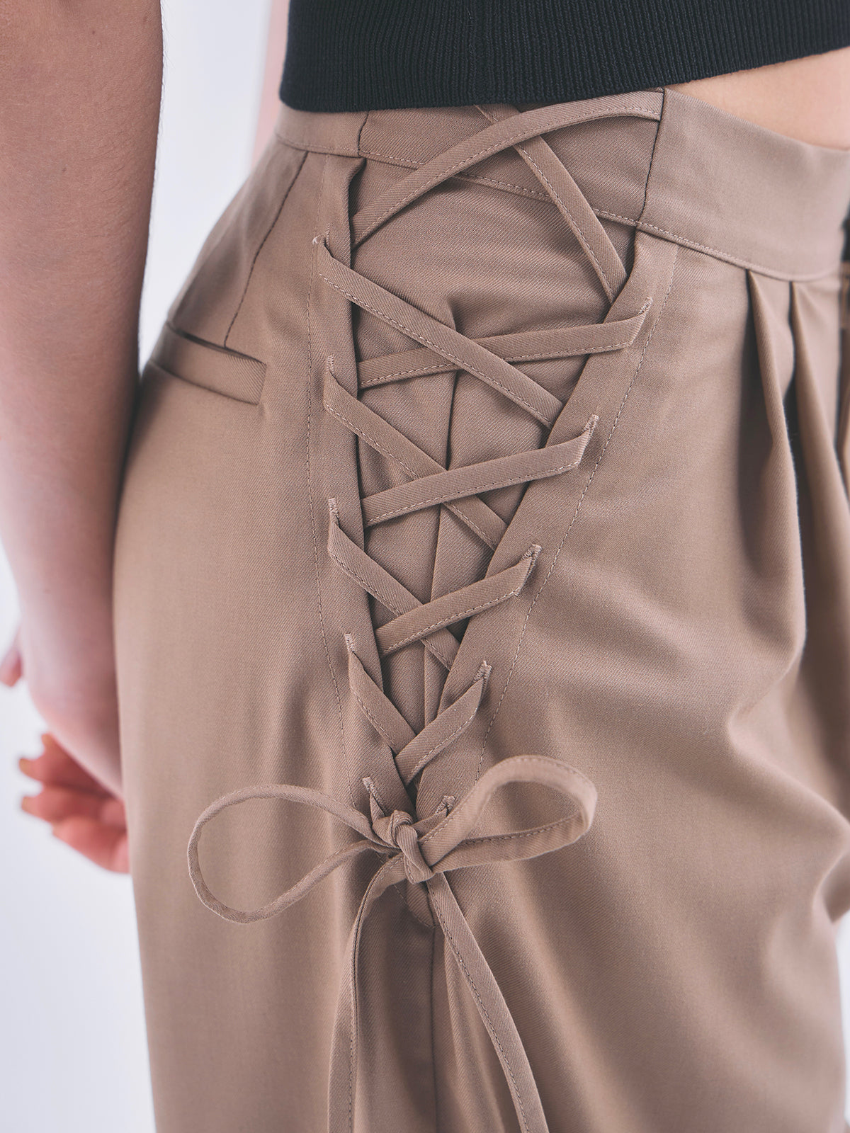 LACE UP WIDE PANTS