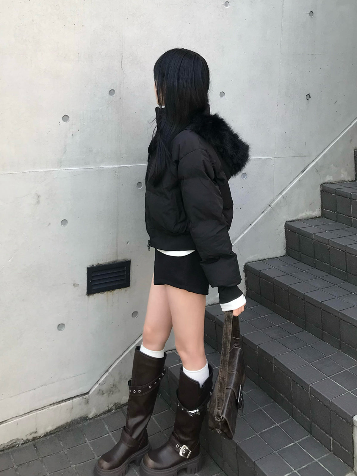 ハイウエストダブルボタンショートパンツ