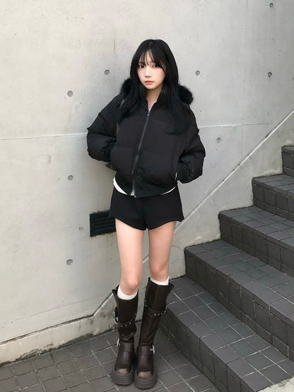 ハイウエストダブルボタンショートパンツ