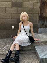 フラワーレースイレヘムワンピース - ホワイト