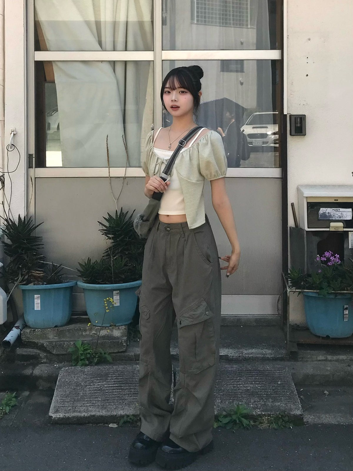 タックカーブラインカーゴパンツ