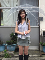 グラフチェックドッキングブラウス - ブルー