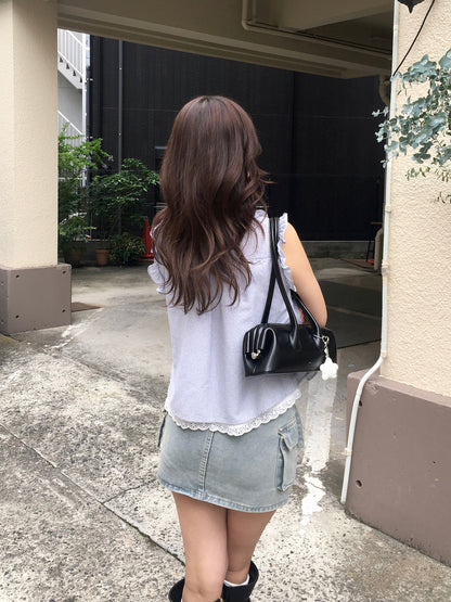 グラフチェックドッキングブラウス