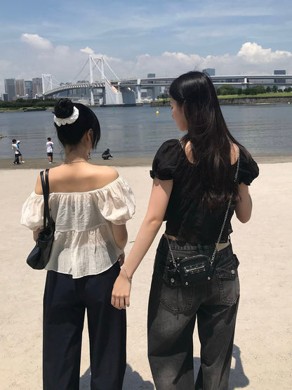 シアーフリルパフブラウス