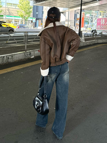 レザータッチボアジャケット