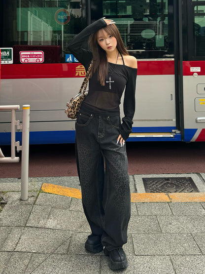 ホルターネックシースルーカットソー