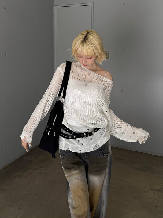 Random Damage Sheer Knit