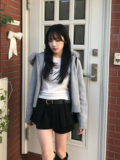 プリーツベルトミニスカパン