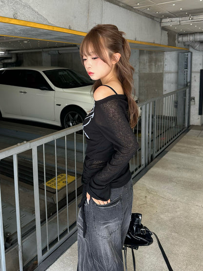 ネックレスデザインオフショルシアーカットソー