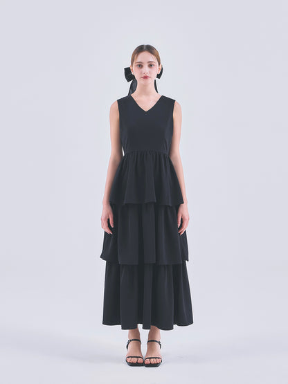 2WAY BICOLOR TIERED DRESS