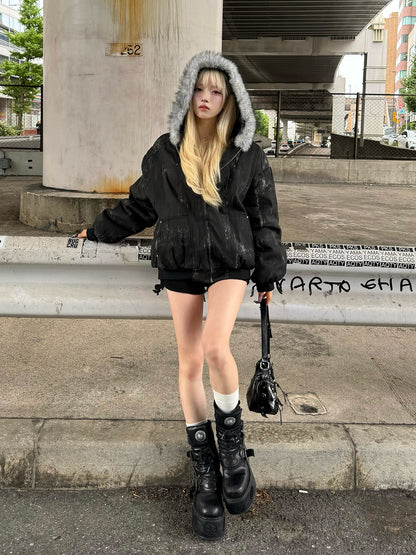 ダーティウォッシュファータッチブルゾン