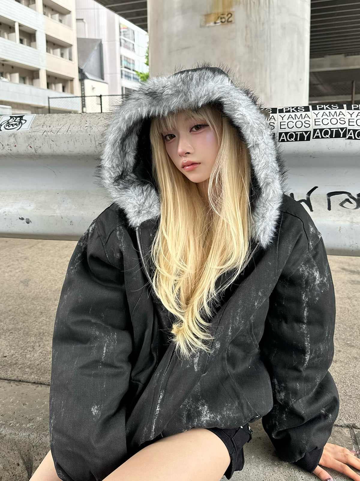 ダーティウォッシュファータッチブルゾン