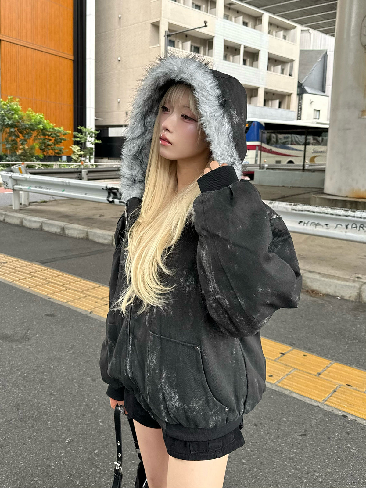 ダーティウォッシュファータッチブルゾン