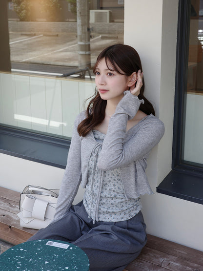 Flower Camisole Set Cardigan