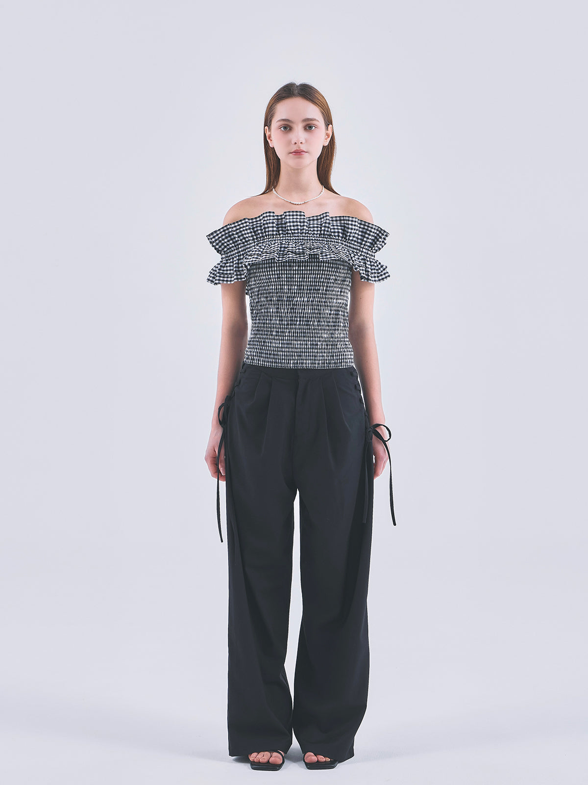GINGHAM FRILL TOP