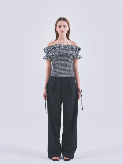 GINGHAM FRILL TOP