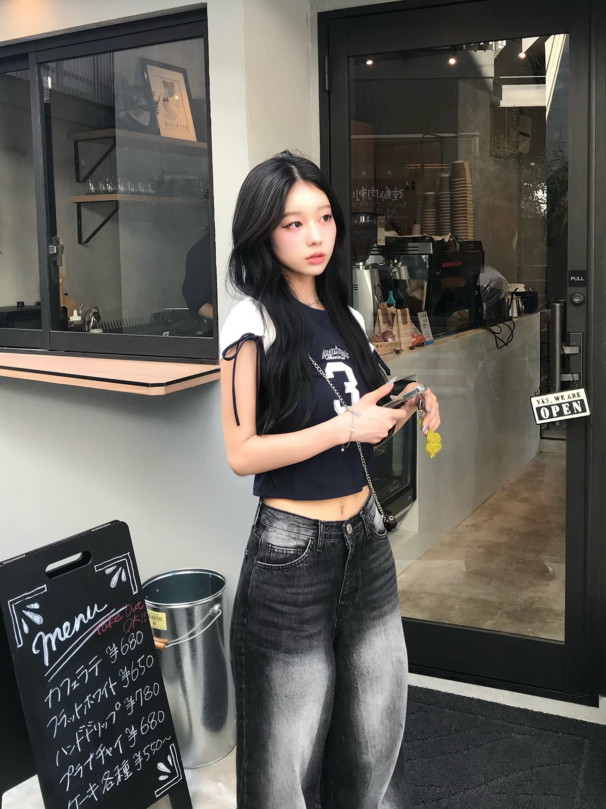 ラグランリボンスリーブTシャツ