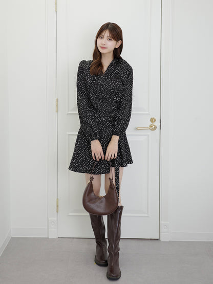 ウエストタイドットミニワンピース