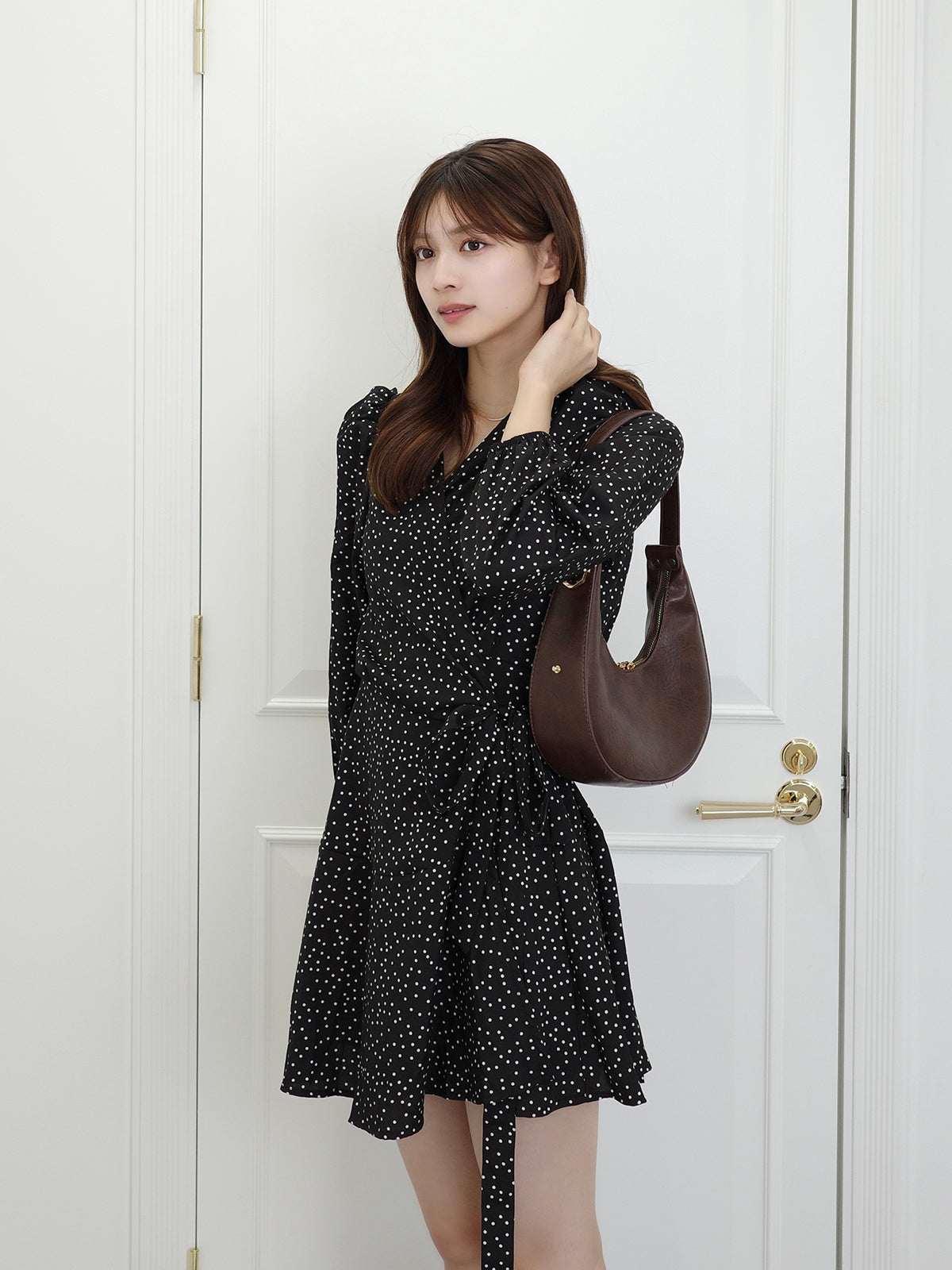 ウエストタイドットミニワンピース